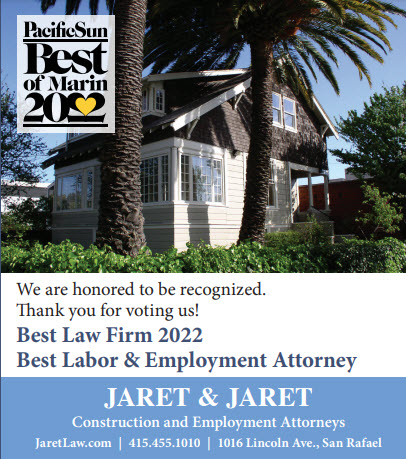 Pacific Sun Best of Marin 2022 | We are honored to be recognized. Best Law Firm 2022 | Jaret & Jaret